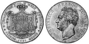 2 Thaler Anhalt-Köthen (1603 -1853) Plata Henry, Duke of Anhalt-Köthen (1778 –1847)