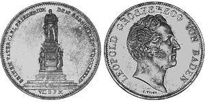 2 Thaler Gran Ducado de Baden (1806-1918) Plata Leopoldo I de Baden(1790 – 1852)