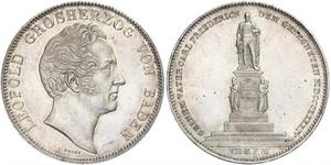 2 Thaler Gran Ducado de Baden (1806-1918) Plata Leopoldo I de Baden(1790 – 1852)