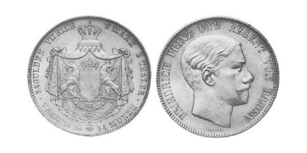 2 Thaler Gran Ducado de Baden (1806-1918) Plata Federico I de Baden (1826 - 1907)