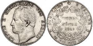 2 Thaler Hesse-Darmstadt (1806 - 1918) Plata Luis II de Hesse-Darmstadt