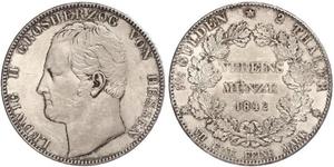 2 Thaler Hesse-Darmstadt (1806 - 1918) Plata Luis II de Hesse-Darmstadt