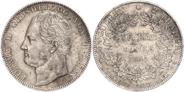 2 Thaler Hesse-Darmstadt (1806 - 1918) Plata Luis II de Hesse-Darmstadt