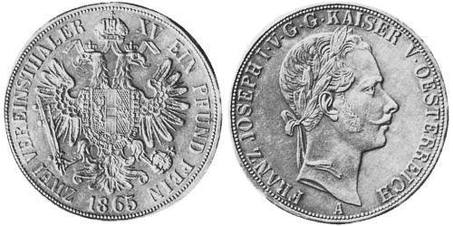 2 Thaler Imperio austríaco (1804-1867) Plata 