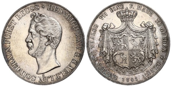 2 Thaler Principado de Reuss (línea mayor) (1778 - 1918) Plata Enrique XX de Reuss-Greiz