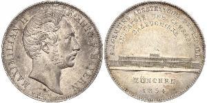 2 Thaler Reino de Baviera (1806 - 1918) Plata Maximiliano II de Baviera(1811 - 1864)