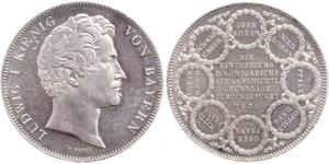 2 Thaler Reino de Baviera (1806 - 1918) Plata Luis I de Baviera(1786 – 1868)