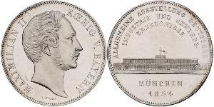 2 Thaler Reino de Baviera (1806 - 1918) Plata Maximiliano II de Baviera(1811 - 1864)