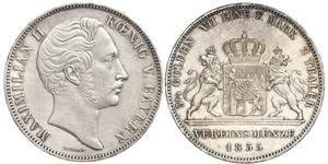 2 Thaler Reino de Baviera (1806 - 1918) Plata Maximiliano II de Baviera(1811 - 1864)