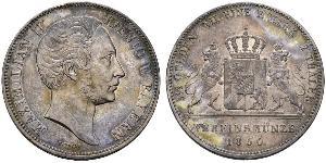 2 Thaler Reino de Baviera (1806 - 1918) Plata Maximiliano II de Baviera(1811 - 1864)