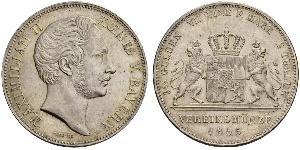 2 Thaler Reino de Baviera (1806 - 1918) Plata Maximiliano II de Baviera(1811 - 1864)