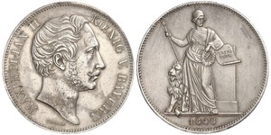 2 Thaler Reino de Baviera (1806 - 1918) Plata Maximiliano II de Baviera(1811 - 1864)