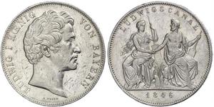 2 Thaler Reino de Baviera (1806 - 1918) Plata Luis I de Baviera(1786 – 1868)