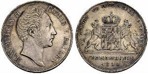 2 Thaler Reino de Baviera (1806 - 1918) Plata Maximiliano II de Baviera(1811 - 1864)