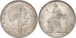 2 Thaler Reino de Baviera (1806 - 1918) Plata Maximiliano II de Baviera(1811 - 1864)