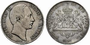 2 Thaler Reino de Baviera (1806 - 1918) Plata Maximiliano II de Baviera(1811 - 1864)