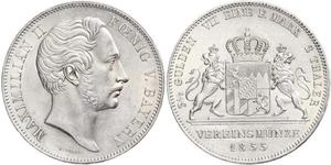 2 Thaler Reino de Baviera (1806 - 1918) Plata Maximiliano II de Baviera(1811 - 1864)