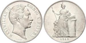 2 Thaler Reino de Baviera (1806 - 1918) Plata Maximiliano II de Baviera(1811 - 1864)