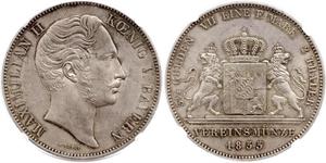 2 Thaler Reino de Baviera (1806 - 1918) Plata Maximiliano II de Baviera(1811 - 1864)