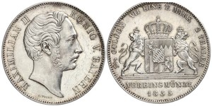 2 Thaler Reino de Baviera (1806 - 1918) Plata Maximiliano II de Baviera(1811 - 1864)