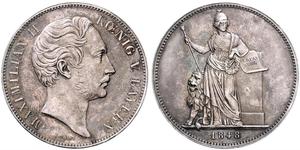 2 Thaler Reino de Baviera (1806 - 1918) Plata Maximiliano II de Baviera(1811 - 1864)