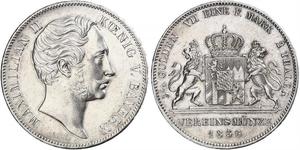 2 Thaler Reino de Baviera (1806 - 1918) Plata Maximiliano II de Baviera(1811 - 1864)