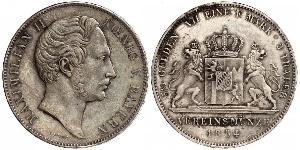 2 Thaler Reino de Baviera (1806 - 1918) Plata Maximiliano II de Baviera(1811 - 1864)