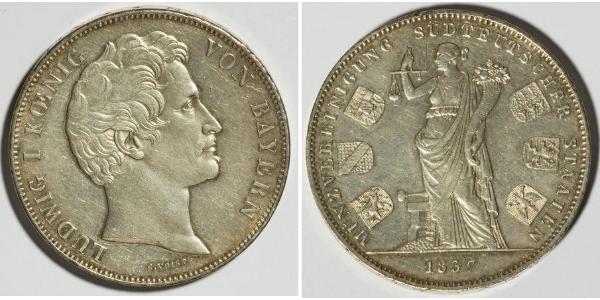 2 Thaler Reino de Baviera (1806 - 1918) Plata Luis I de Baviera(1786 – 1868)