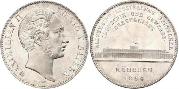 2 Thaler Reino de Baviera (1806 - 1918) Plata Maximiliano II de Baviera(1811 - 1864)