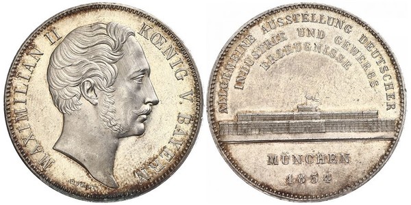 2 Thaler Reino de Baviera (1806 - 1918) Plata Maximiliano II de Baviera(1811 - 1864)