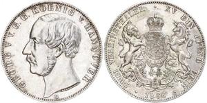 2 Thaler Reino de Hannover (1814 - 1866) Plata Jorge V de Hannover (1819 - 1878)