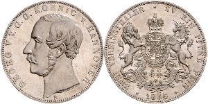 2 Thaler Reino de Hannover (1814 - 1866) Plata Jorge V de Hannover (1819 - 1878)