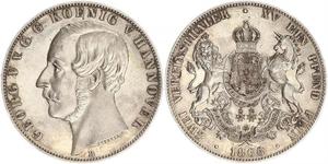 2 Thaler Reino de Hannover (1814 - 1866) Plata Jorge V de Hannover (1819 - 1878)