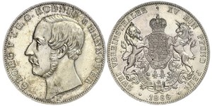 2 Thaler Reino de Hannover (1814 - 1866) Plata Jorge V de Hannover (1819 - 1878)