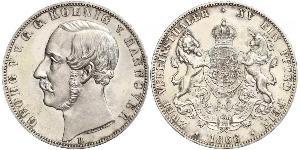 2 Thaler Reino de Hannover (1814 - 1866) Plata Jorge V de Hannover (1819 - 1878)