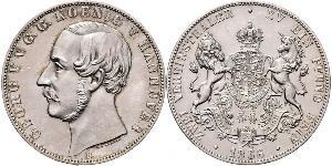 2 Thaler Reino de Hannover (1814 - 1866) Plata Jorge V de Hannover (1819 - 1878)