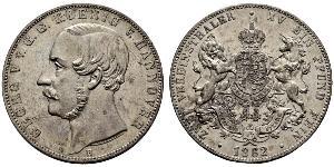 2 Thaler Reino de Hannover (1814 - 1866) Plata Jorge V de Hannover (1819 - 1878)