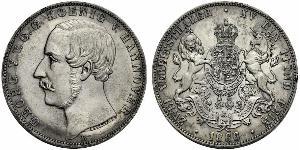 2 Thaler Reino de Hannover (1814 - 1866) Plata Jorge V de Hannover (1819 - 1878)