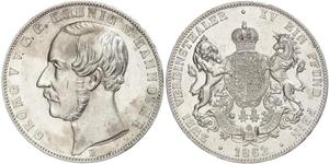 2 Thaler Reino de Hannover (1814 - 1866) Plata Jorge V de Hannover (1819 - 1878)