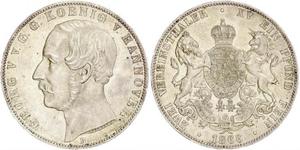 2 Thaler Reino de Hannover (1814 - 1866) Plata Jorge V de Hannover (1819 - 1878)