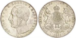 2 Thaler Reino de Hannover (1814 - 1866) Plata Jorge V de Hannover (1819 - 1878)