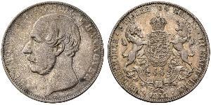 2 Thaler Reino de Hannover (1814 - 1866) Plata Jorge V de Hannover (1819 - 1878)