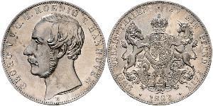 2 Thaler Reino de Hannover (1814 - 1866) Plata Jorge V de Hannover (1819 - 1878)