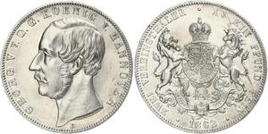 2 Thaler Reino de Hannover (1814 - 1866) Plata Jorge V de Hannover (1819 - 1878)