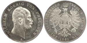 2 Thaler Reino de Prusia (1701-1918) Plata Wilhelm I, German Emperor (1797-1888)