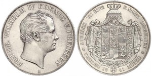 2 Thaler Reino de Prusia (1701-1918) Plata Federico Guillermo IV de Prusia (1795 - 1861)