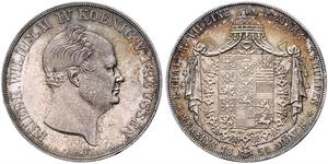 2 Thaler Reino de Prusia (1701-1918) Plata Federico Guillermo IV de Prusia (1795 - 1861)