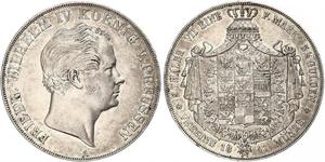 2 Thaler Reino de Prusia (1701-1918) Plata Federico Guillermo IV de Prusia (1795 - 1861)