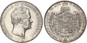2 Thaler Reino de Prusia (1701-1918) Plata Federico Guillermo IV de Prusia (1795 - 1861)