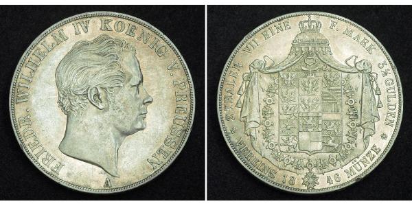 2 Thaler Reino de Prusia (1701-1918) Plata Federico Guillermo IV de Prusia (1795 - 1861)